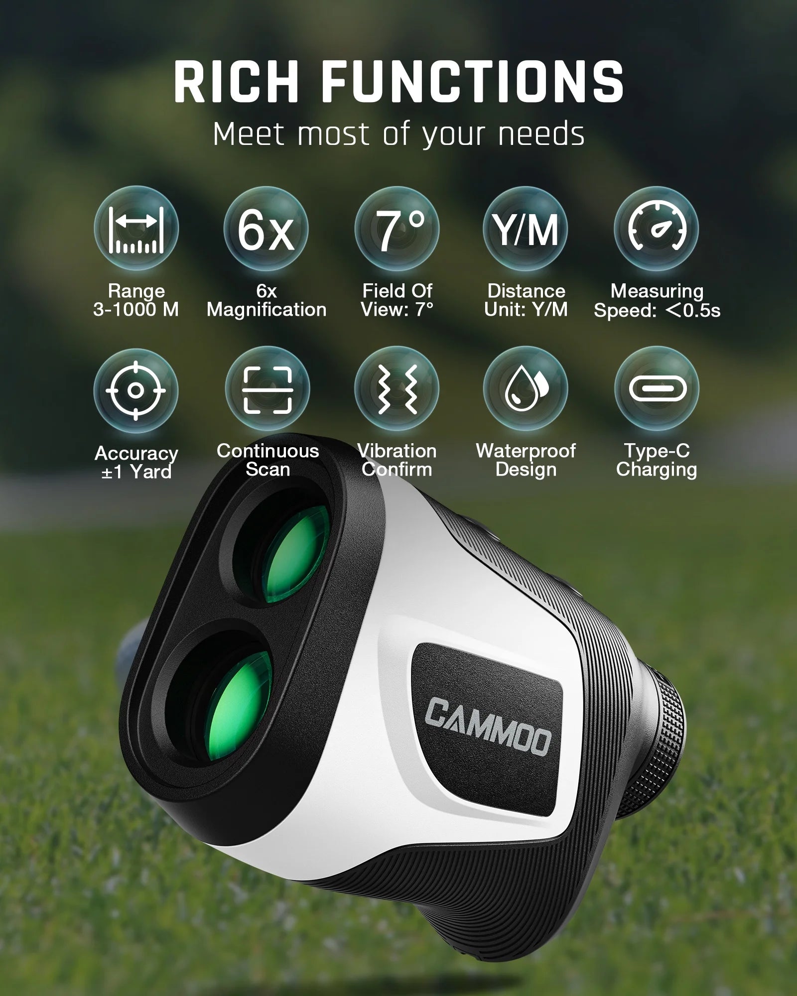 1100Y 6X Magnification Slope Golf Rangefinder P49785