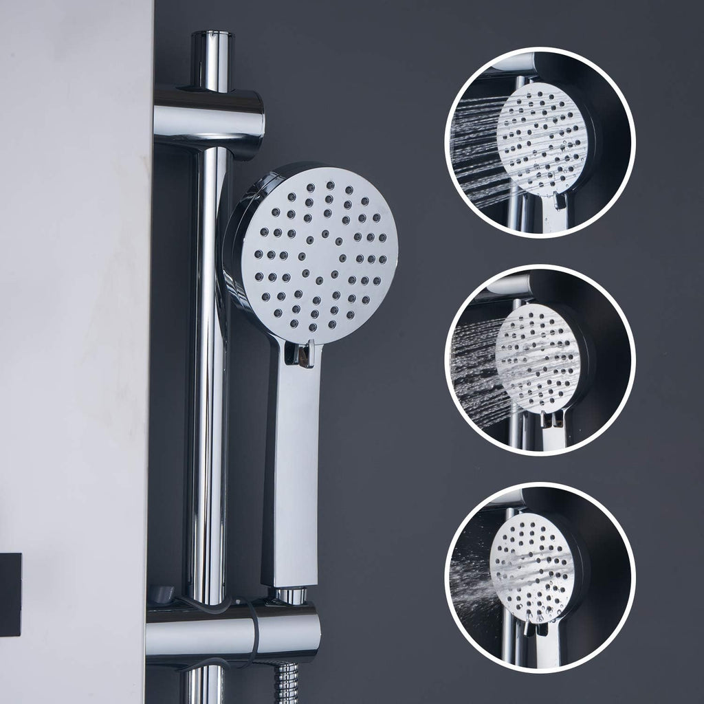 #304 Stainless Steel Shower Panel with LED Temperature Display and 6 Nozzles Q368