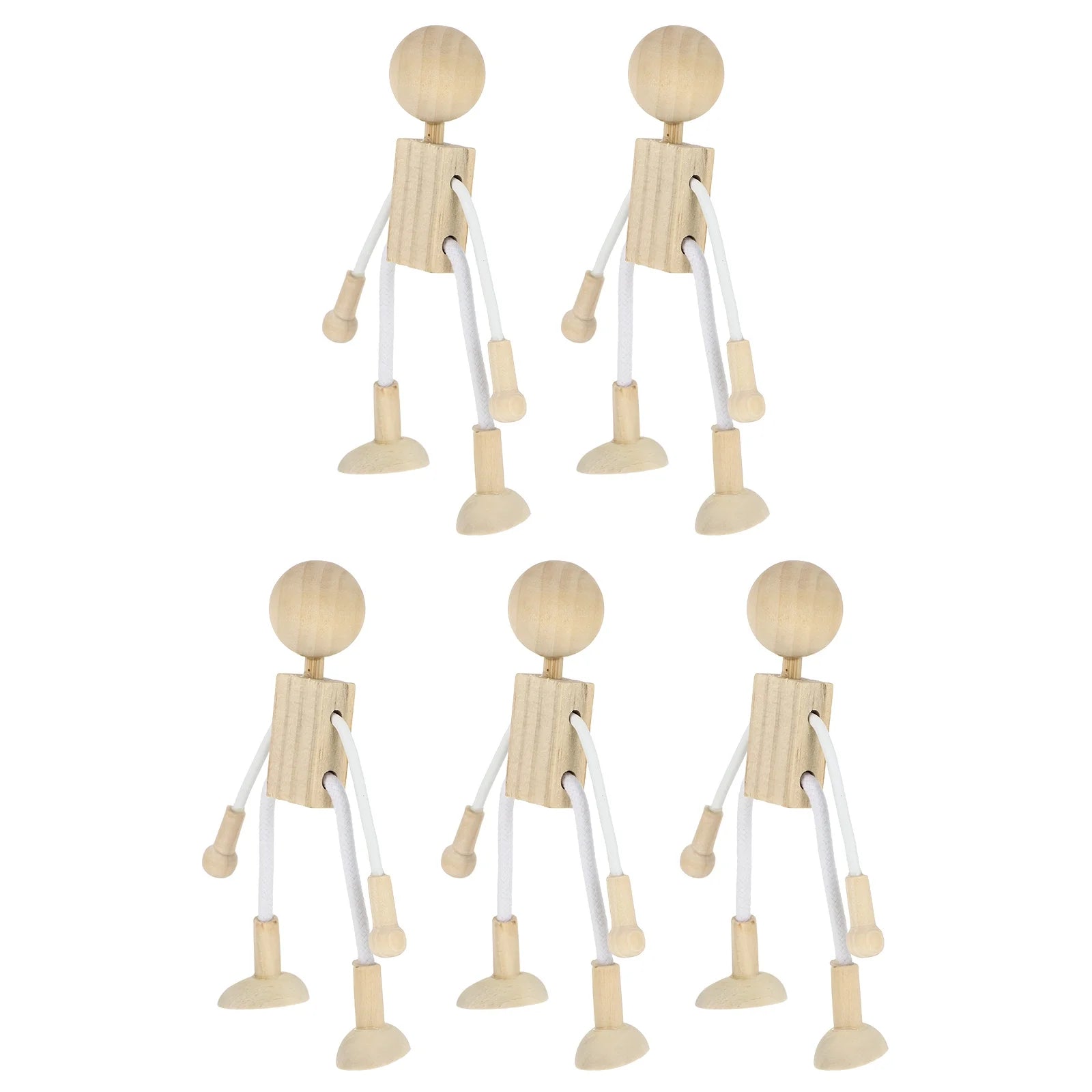 5pcs Unfinished Wooden Dolls for Arts and Crafts G85959