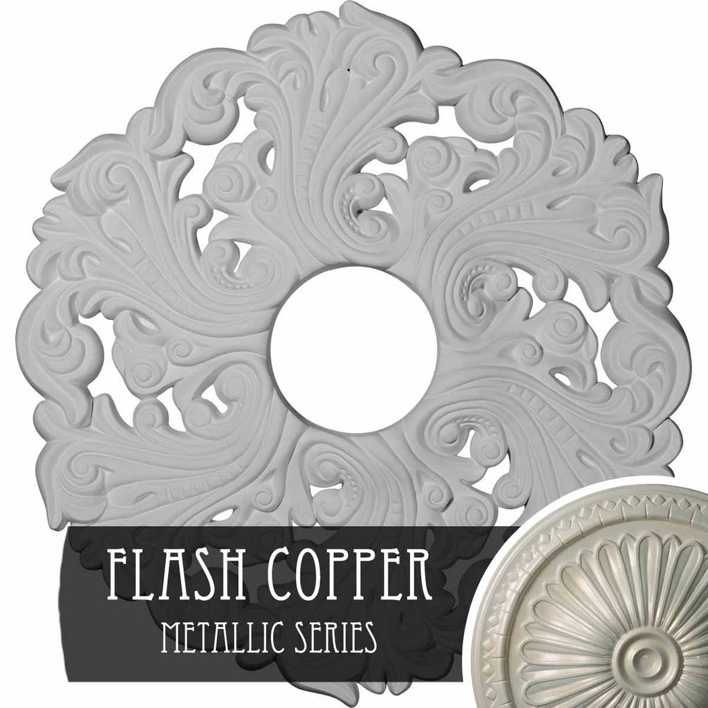 19 5/8x22OD x 4 3/4x22ID x 1 3/4x22P Hand-Painted Flash Copper Ceiling Medallion W7538