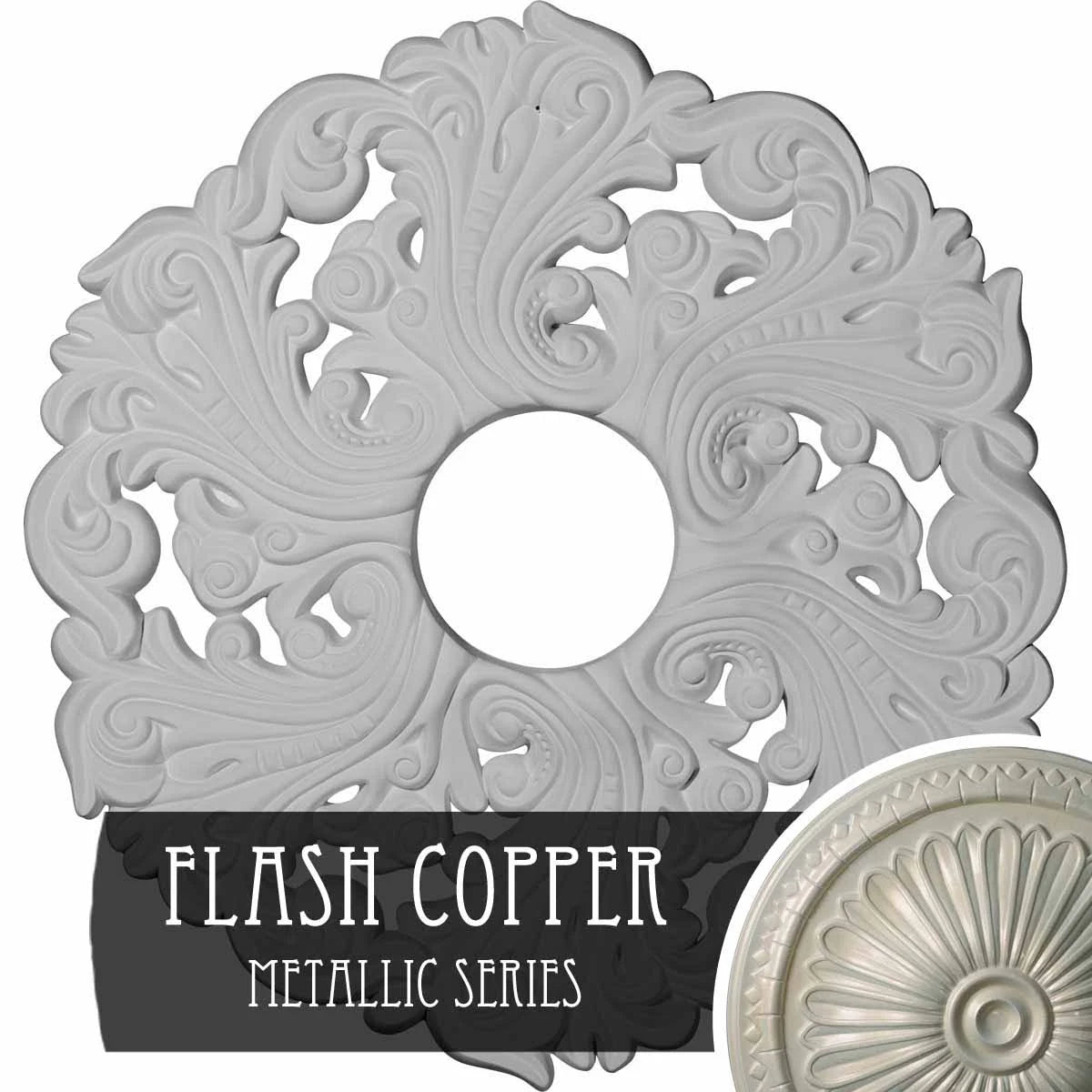 19 5/8x22OD x 4 3/4x22ID x 1 3/4x22P Hand-Painted Flash Copper Ceiling Medallion W7538