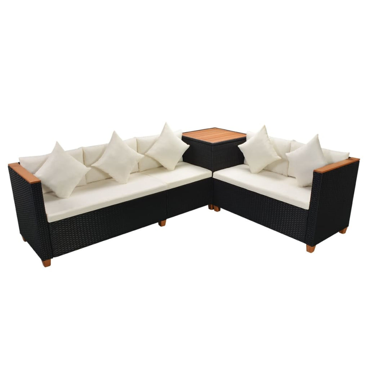 7 Piece White Cushioned Poly Rattan Outdoor Furniture Set X341411