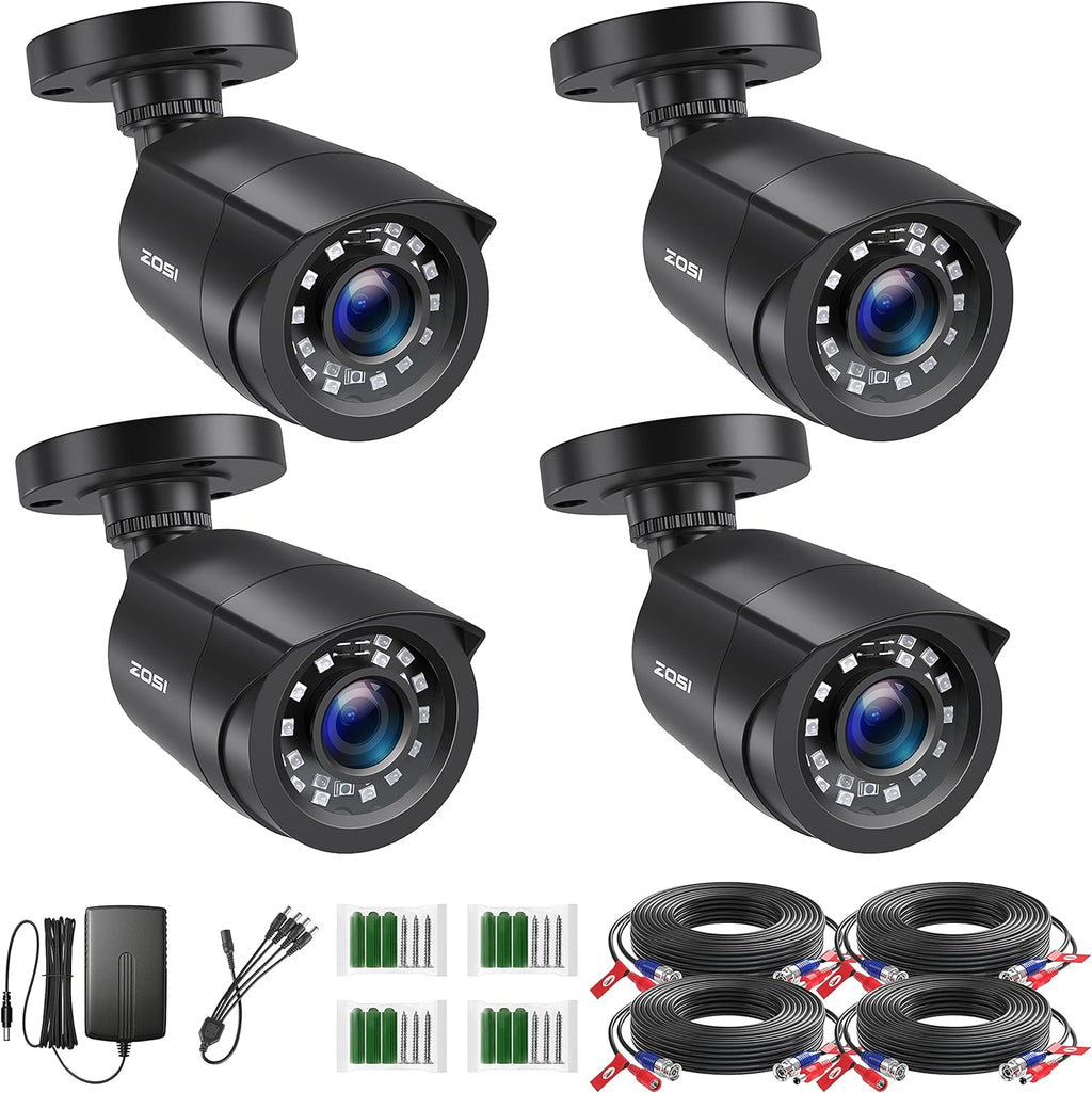 4 Pack HD-TVI Security Bullet Cameras with 80ft Night Vision Y245