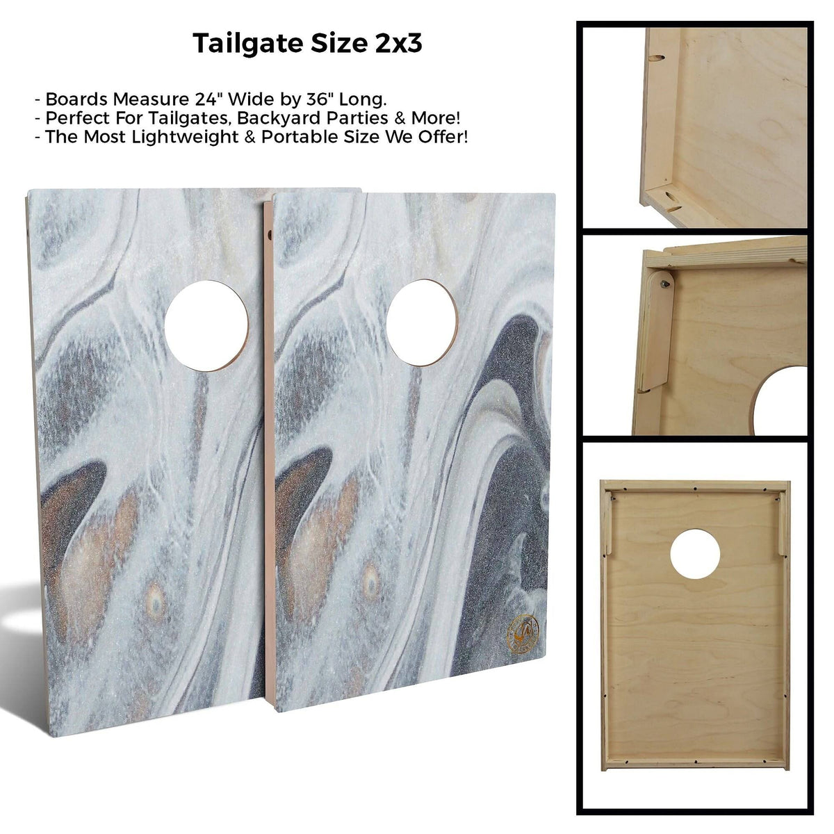 Gray Marble Cornhole Set 2x3 Boards Y337