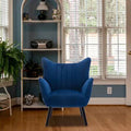 Navy Accent Armchair with Solid Wood Legs D34159
