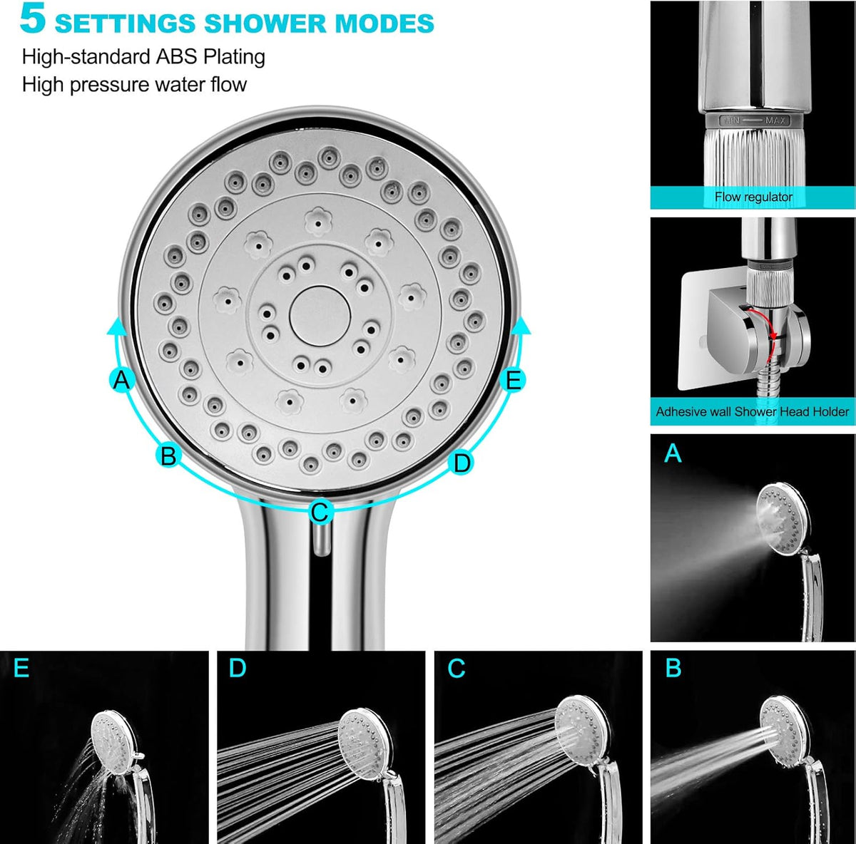 Stainless Steel Dual Square Rainfall Shower Head with Handheld Spray Pack of 2 S261287