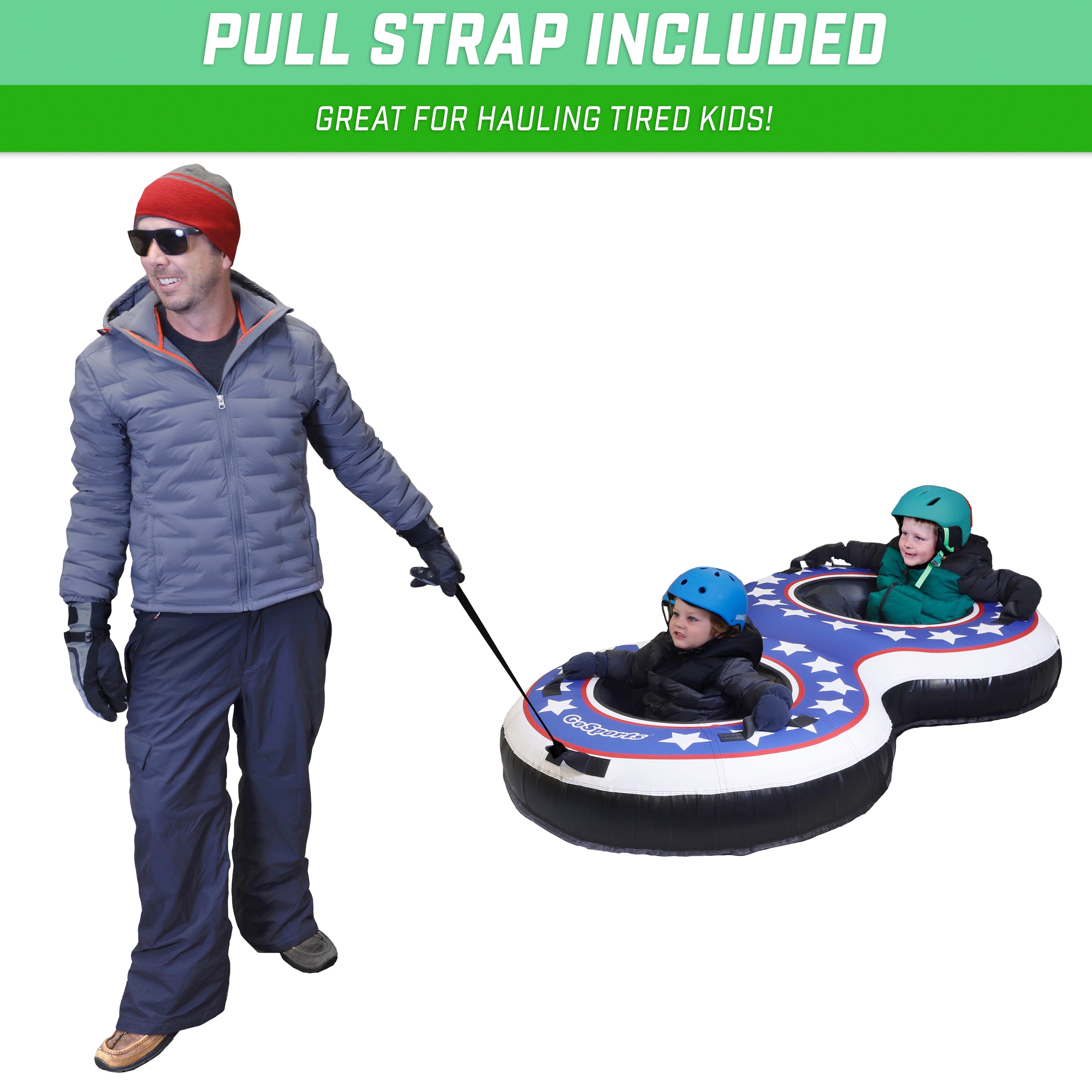 Heavy Duty 2 Person Winter Snow Tube with Canvas Cover S59685