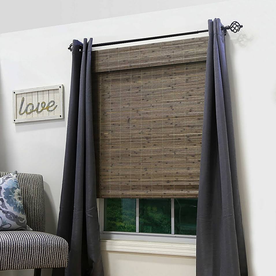 Distressed Driftwood Cordless Bamboo Roman Shade J511