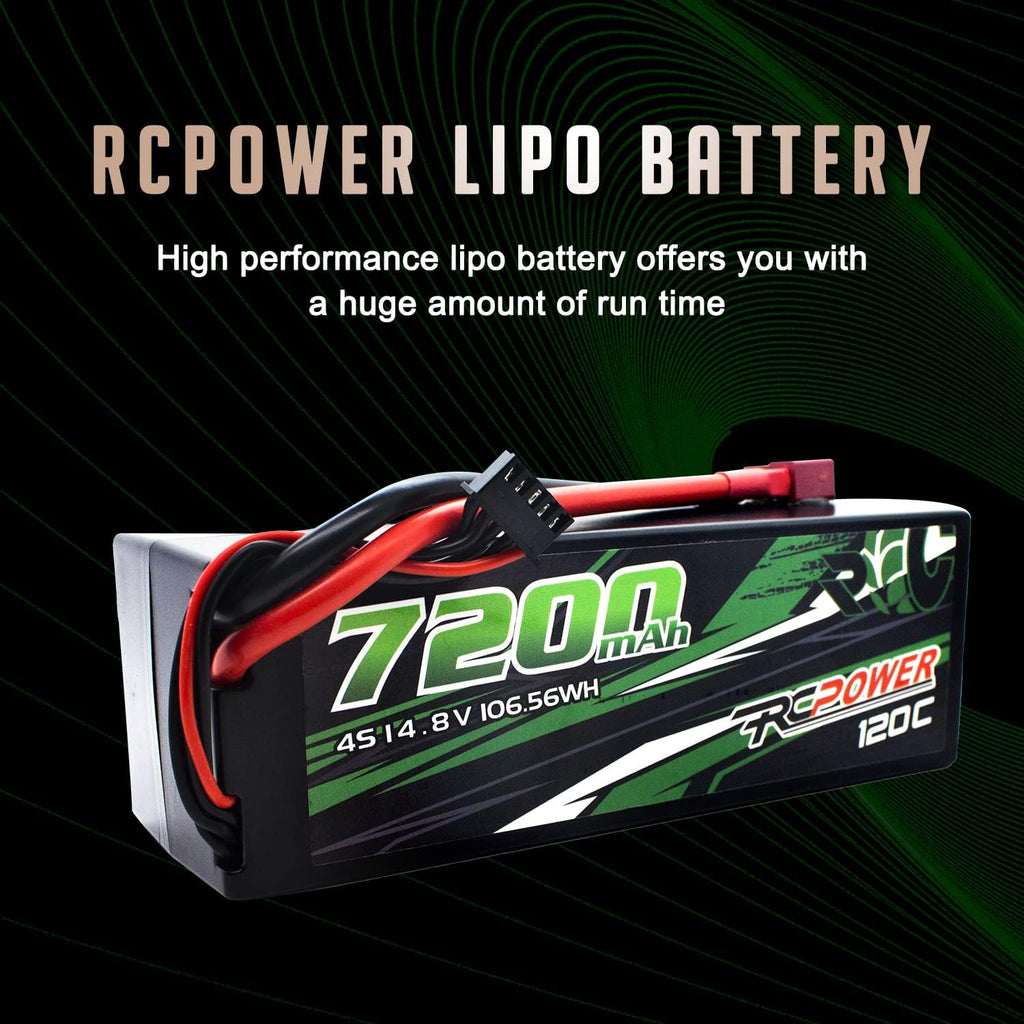 14.8V 7200mAh 4S 120C Hard Case Lipo Battery with T Plug (2Packs) W755360