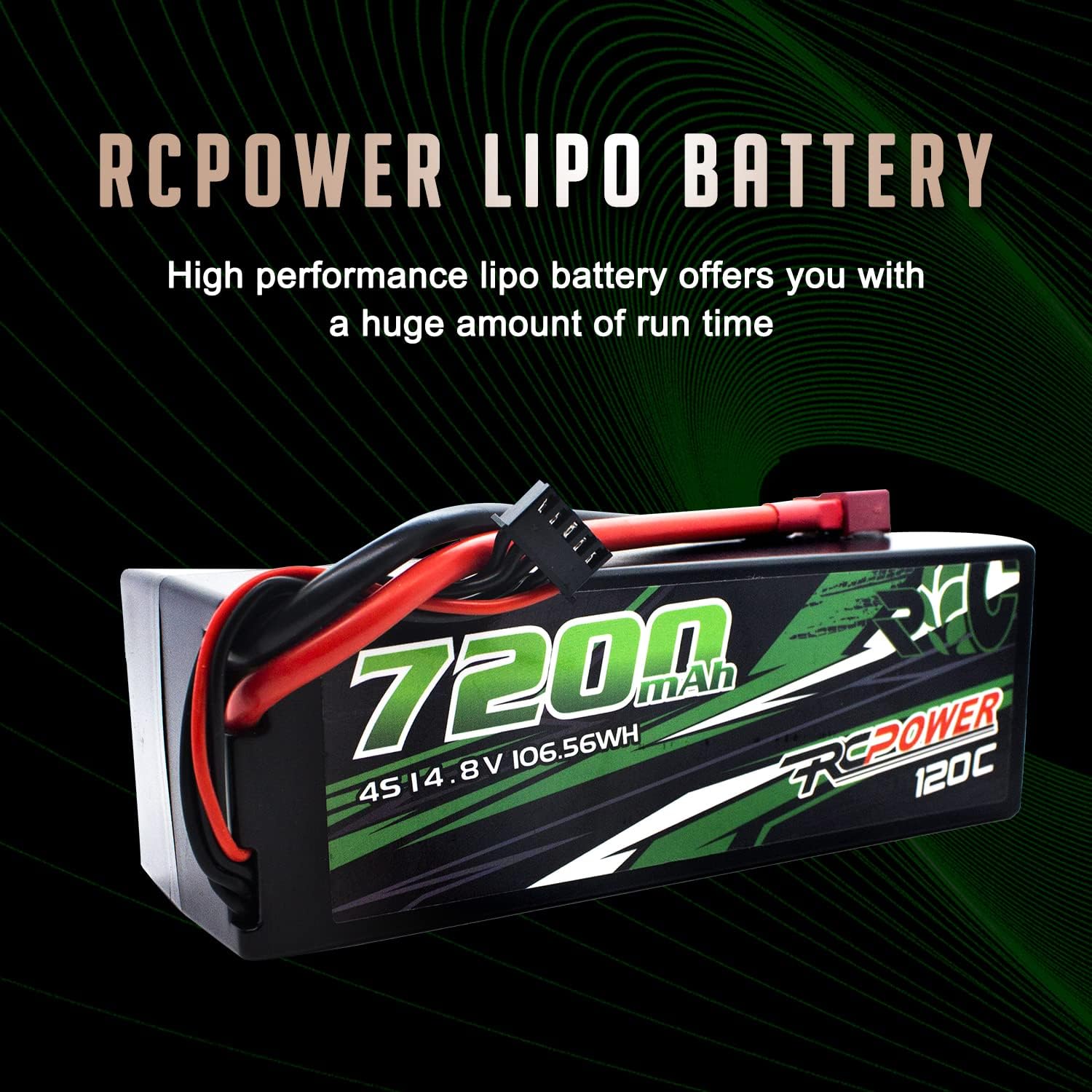 14.8V 7200mAh 4S 120C Hard Case Lipo Battery with T Plug (2Packs) W755360