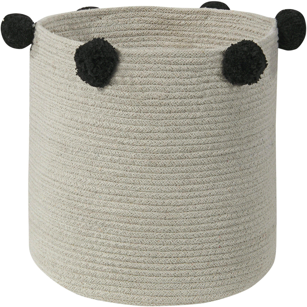 Black Storage Basket with Pompoms H510