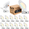 12 Pack 5/6 Inch Gimbal LED Recessed Light, Dimmable, 3000K/4000K/5000K, 12W=110W 1200LM, IC Rated V671