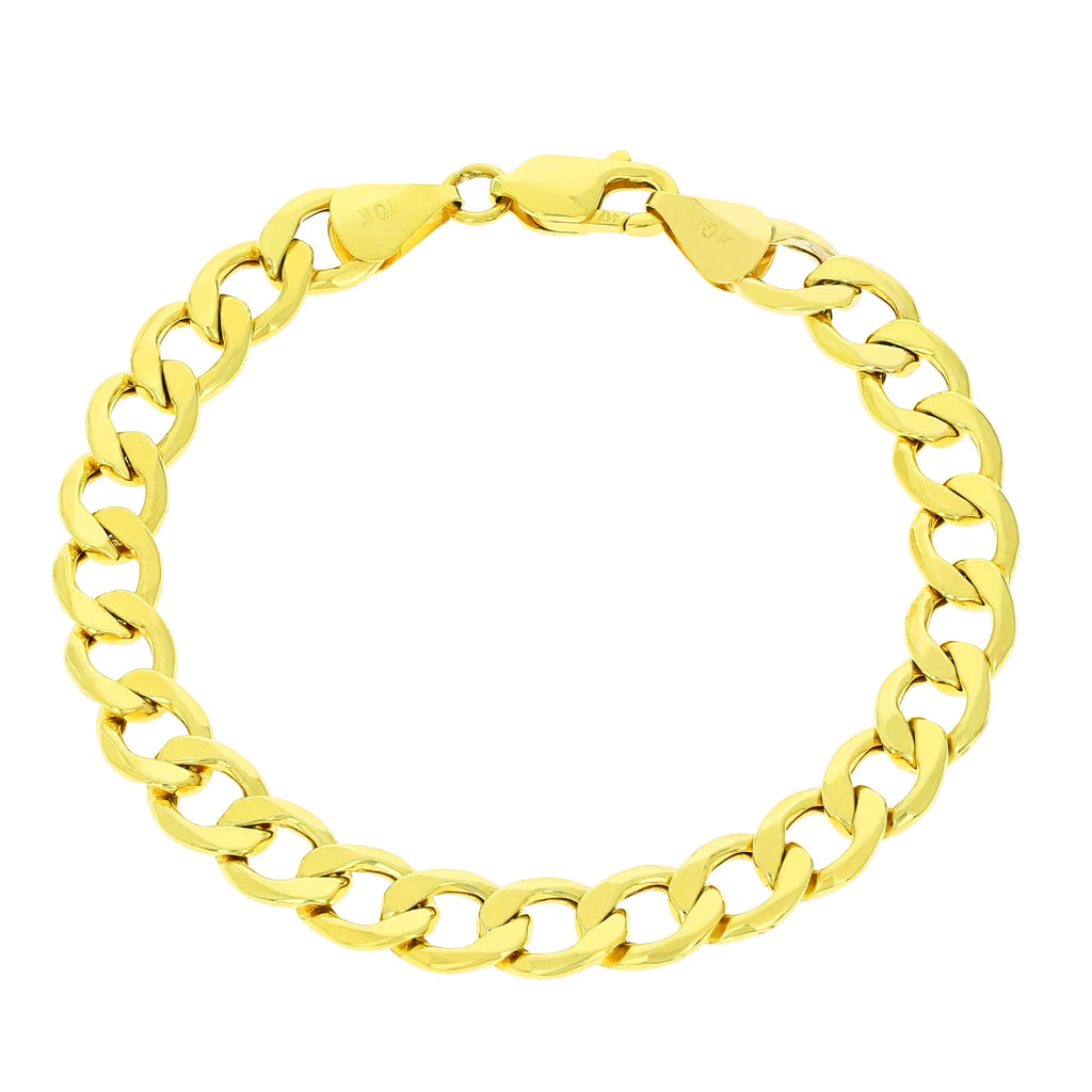 10k Yellow Gold 8mm Cuban Link Chain Bracelet X6676