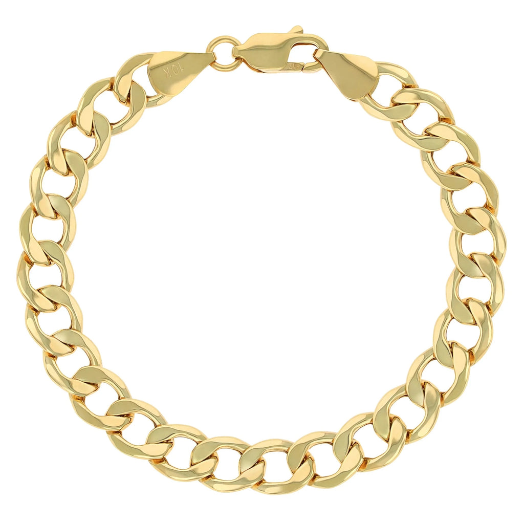 10k Yellow Gold 8mm Cuban Link Chain Bracelet X6676