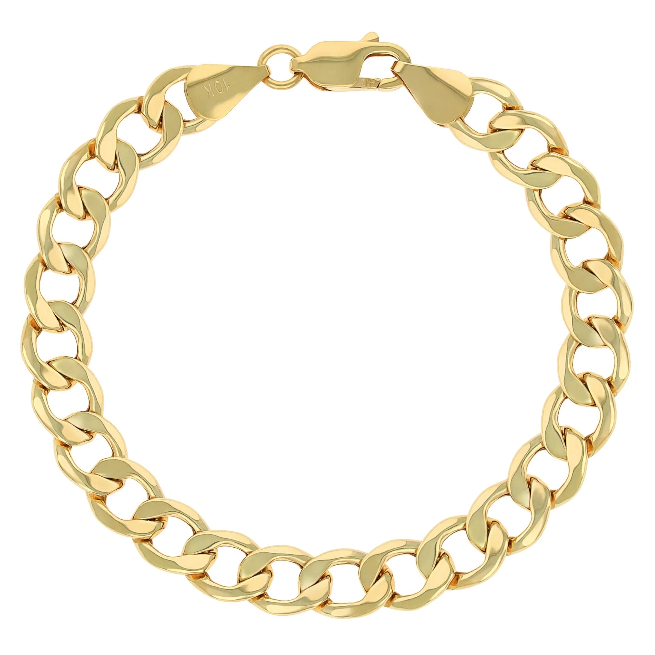 10k Yellow Gold 8mm Cuban Link Chain Bracelet X6676
