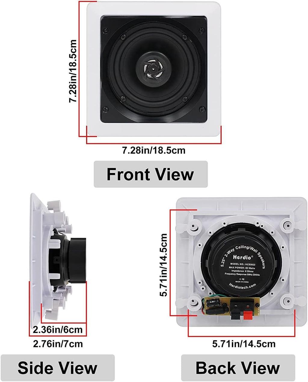 5.25 Inch Wall Mount Ceiling Speakers (2 Pairs) P74361