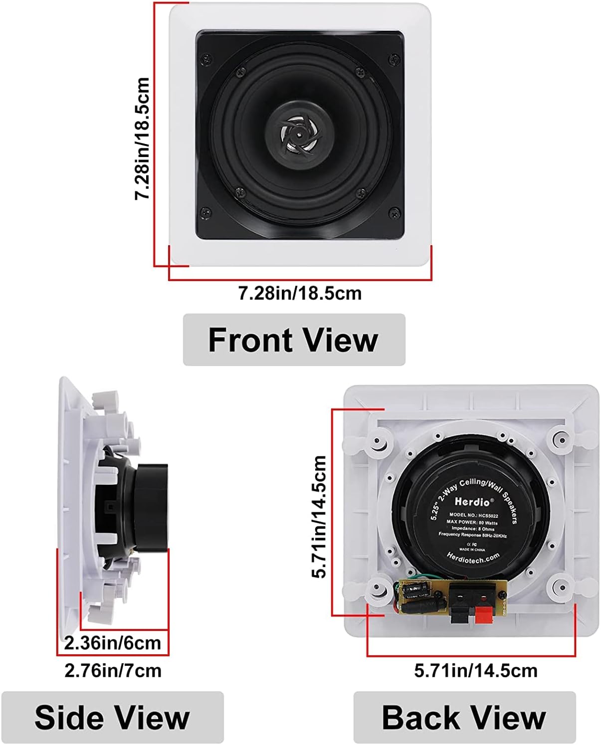 5.25 Inch Wall Mount Ceiling Speakers (2 Pairs) P74361