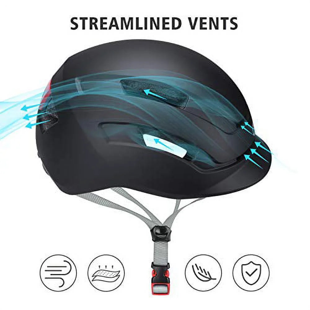 Adult Bike Helmet with Light and Replacement Pads P792