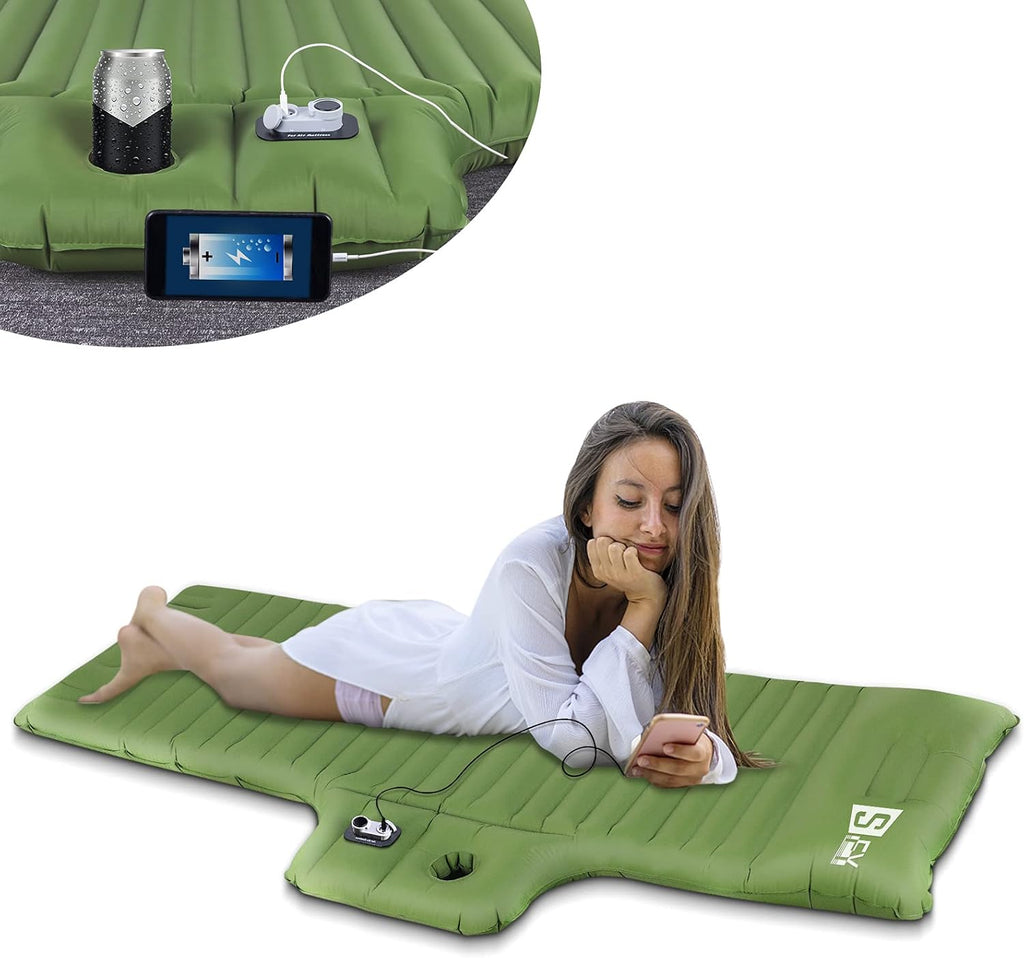 Inflatable Lounger Air Mattress Portable Auto Air Sofa Lazy Chair Sleeping Camping Pad U8214