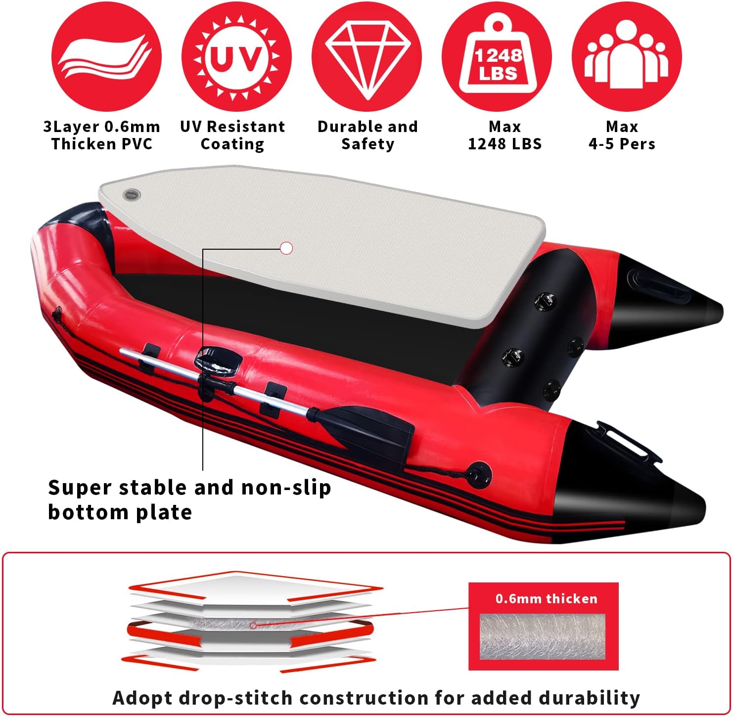 10ft Inflatable Boat with Oars Air Pump L3893