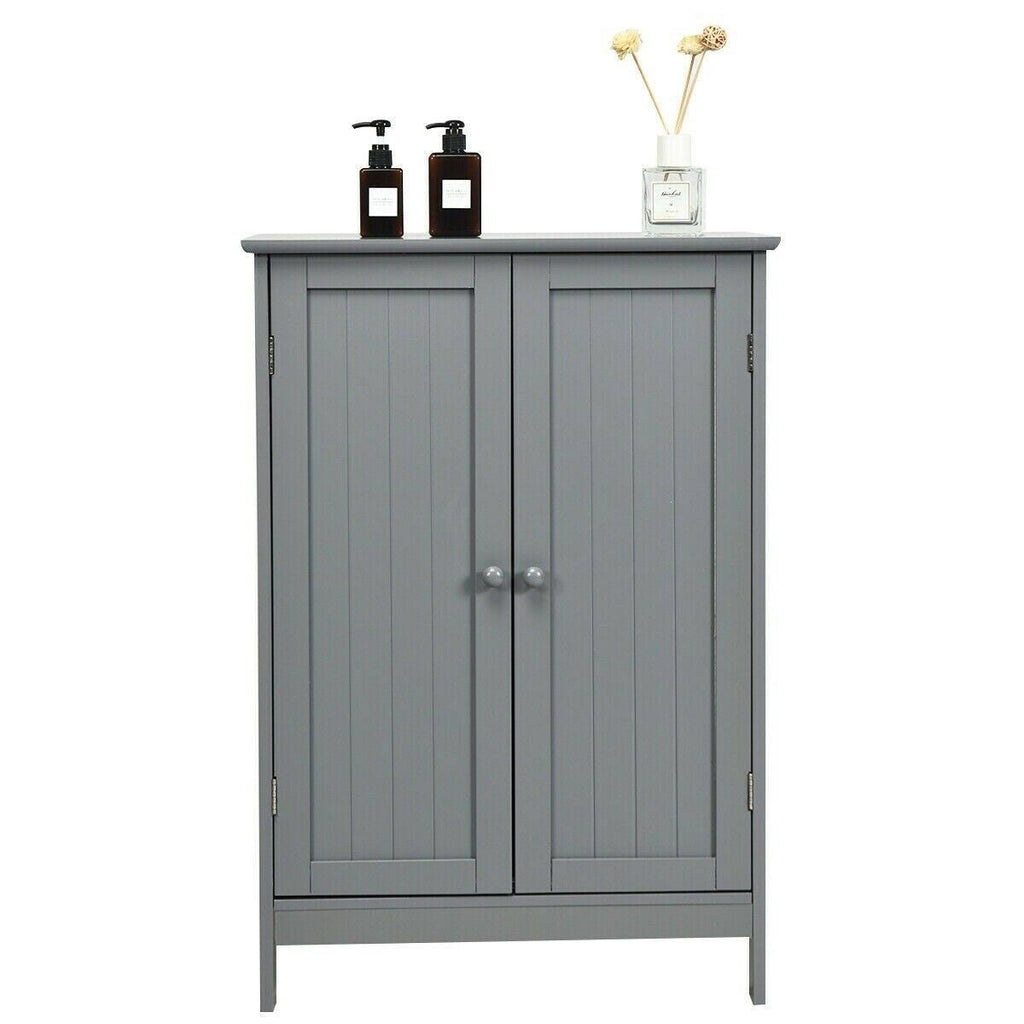 Gray Double Door Bathroom Floor Cabinet I88670