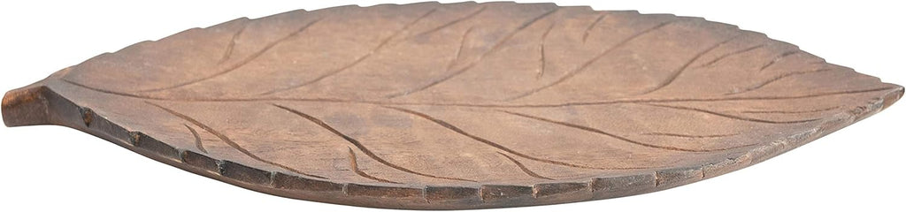 Hand-Carved Mango Wood Leaf Tray, Brown Pack of 2 K41370