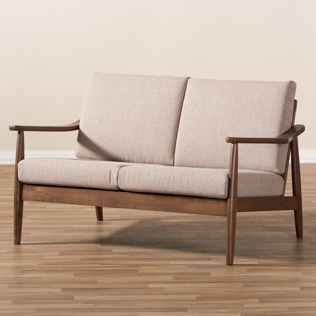 Light Brown Wood 2-Seater Loveseat O55109