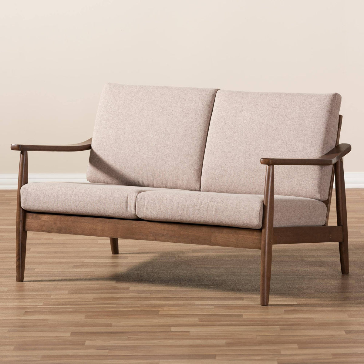 Light Brown Wood 2-Seater Loveseat O55109
