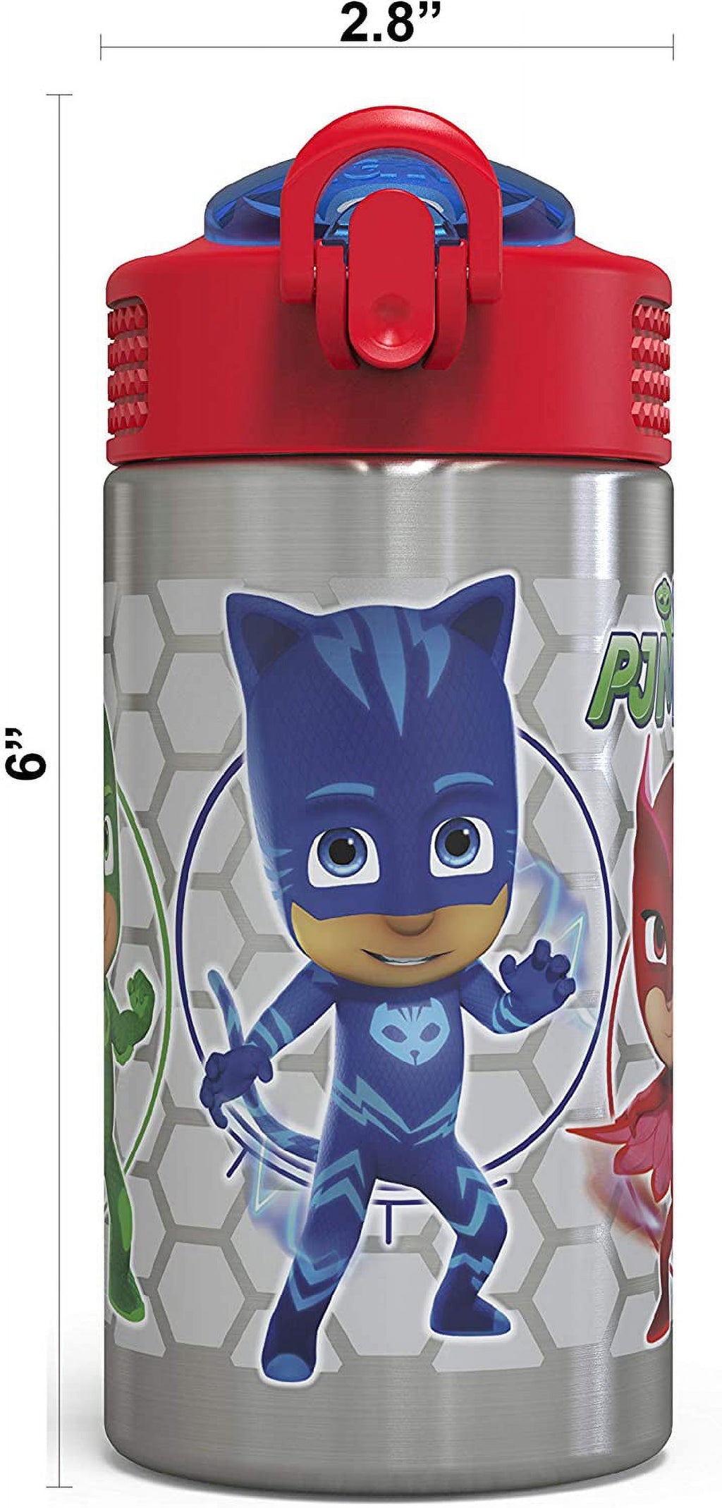 15.5oz Stainless Steel Kids Water Bottle with Flip-up Straw Spout O719604