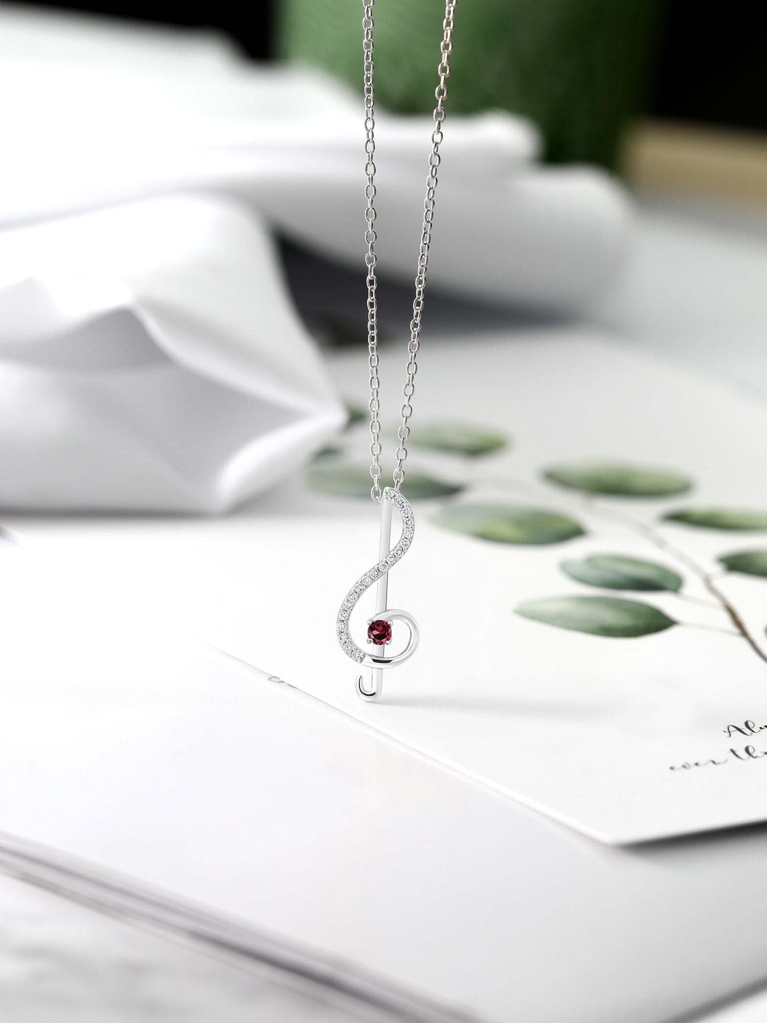 Treble Clef Music Note Pendant Necklace Set in 925 Sterling Silver with 18 inch Silver Chain F697275