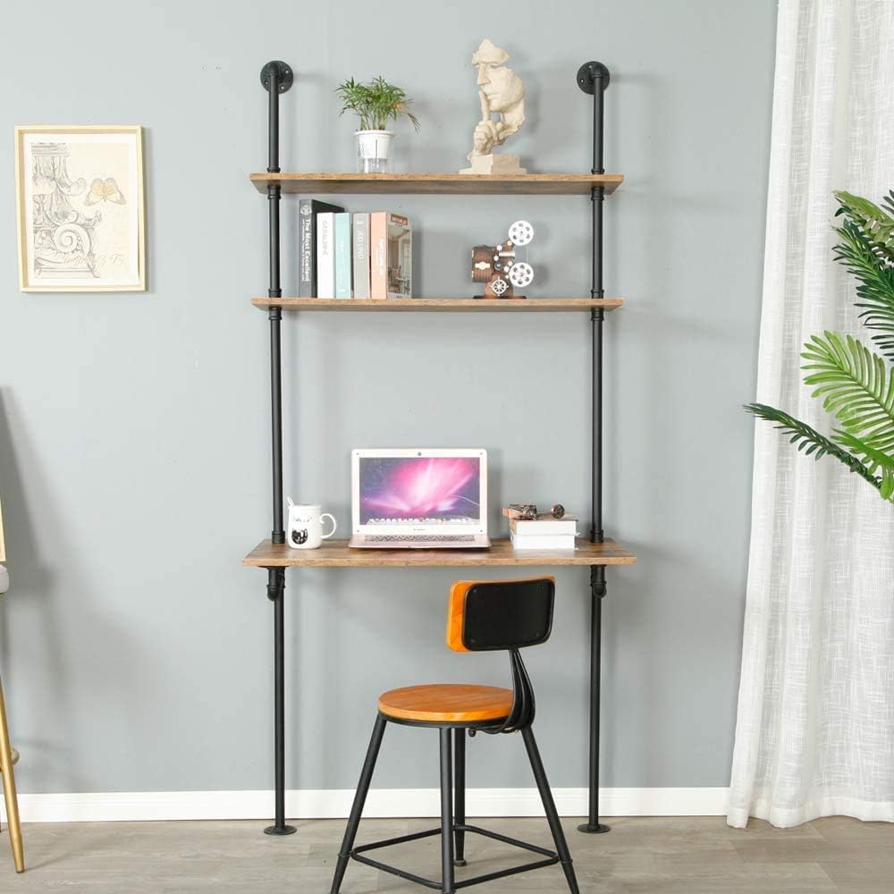 Wall Mount Desk with Shelves K2806