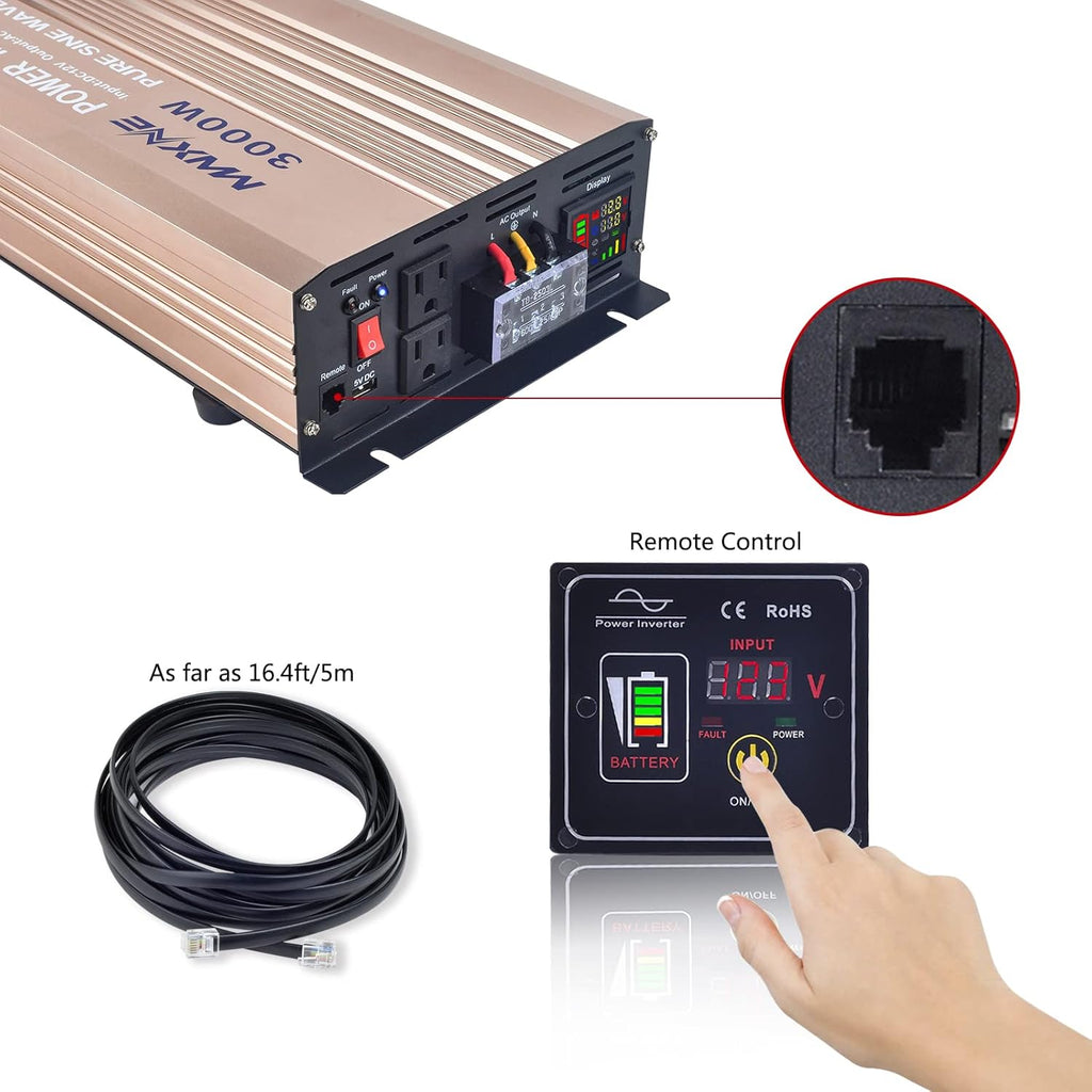 3000 Watts Pure Sine Wave Power Inverter with LCD Display and Remote Control C822