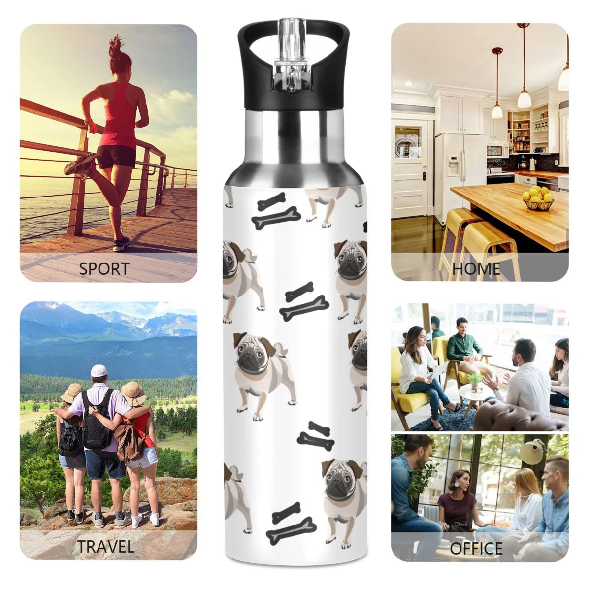 Stainless Steel Insulated Water Bottle with Straw Lid T78915