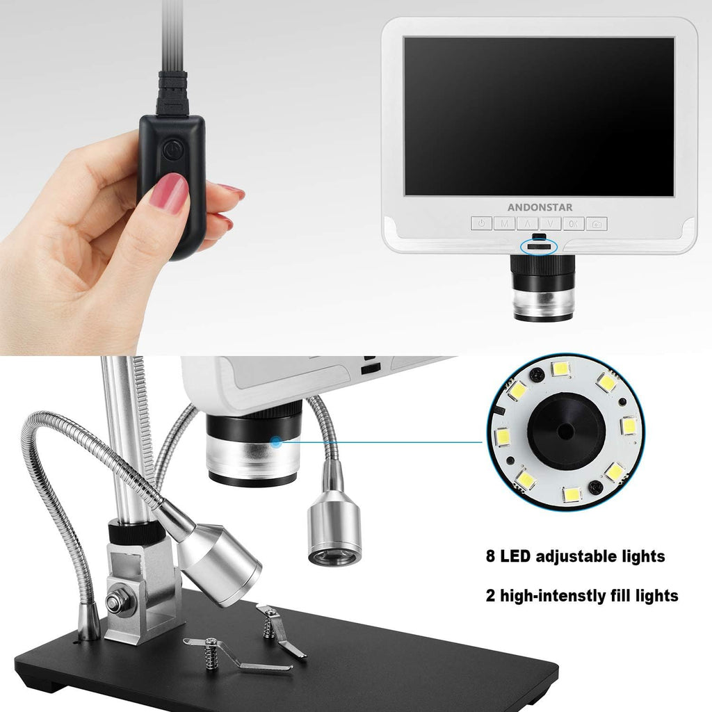 Digital Microscope 7 Inches LCD 1080P 200X Magnification Soldering Tool A8890