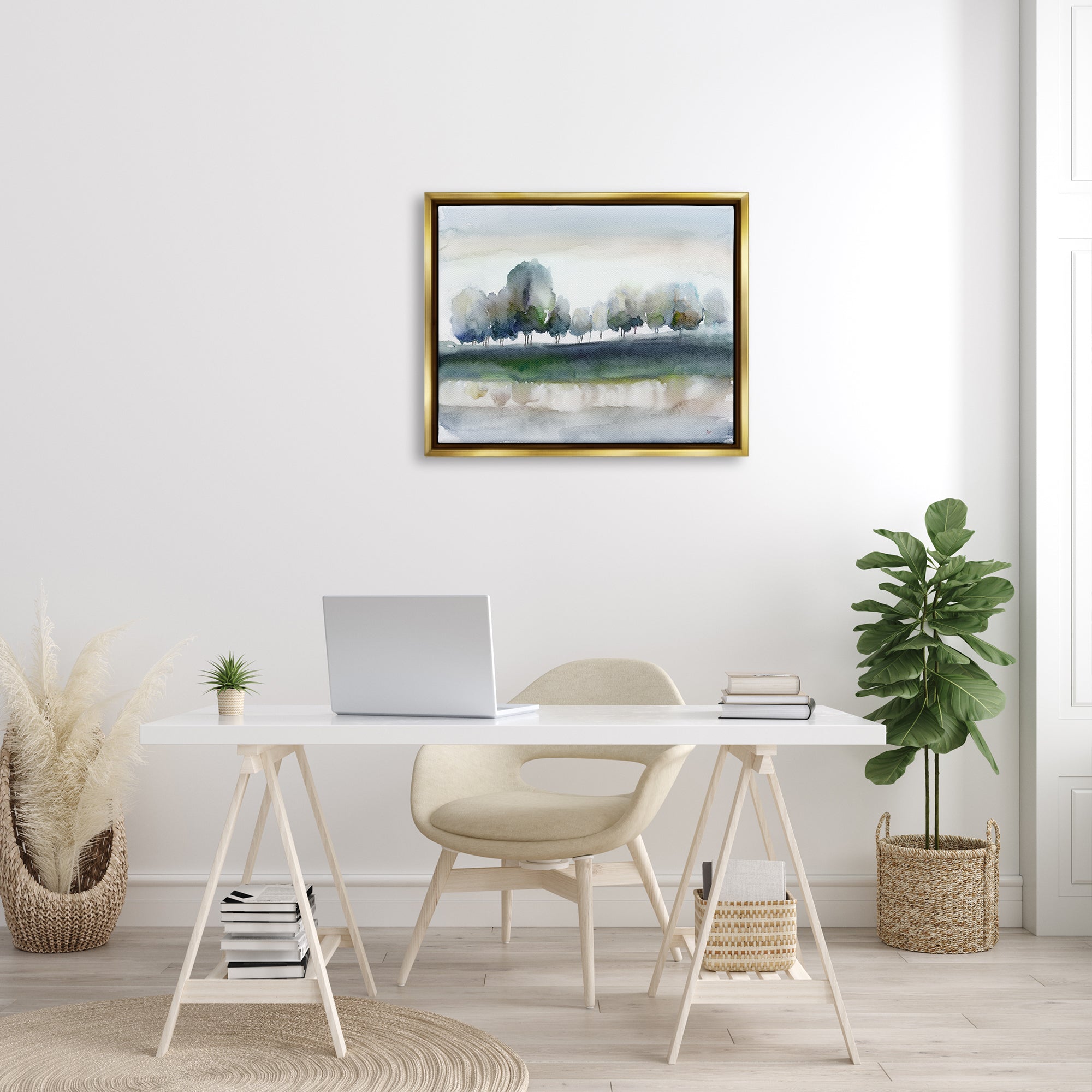 Metallic Gold Framed Canvas Print Wall Art T85559