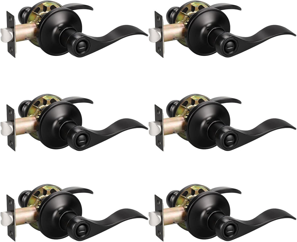 8 Pack Matte Black Privacy Door Knobs with Thumb Turn Lock F3084
