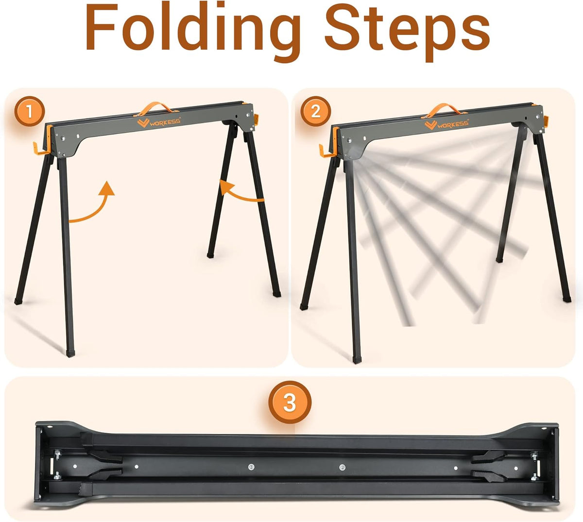 Sawhorse 2 Pack Portable Folding Heavy Duty 1100 LBS Weight Capacity C752493