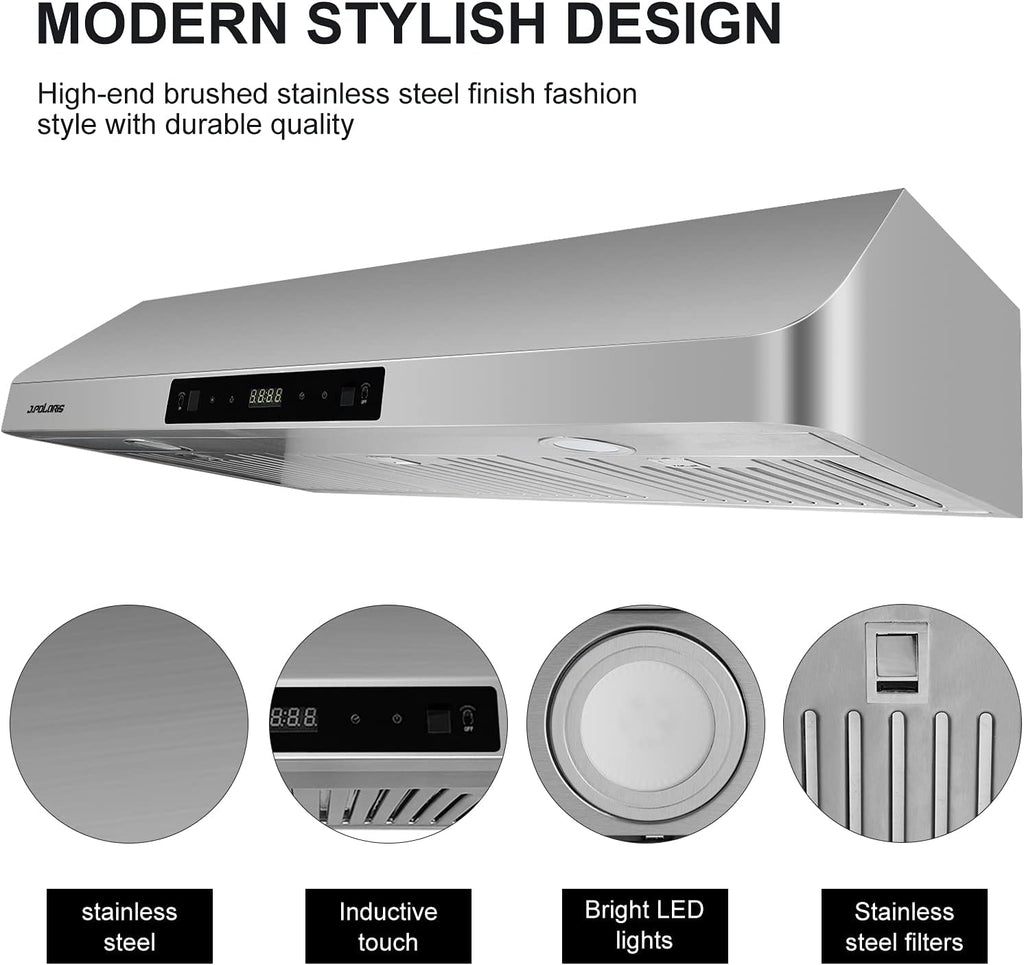 36'' Under Cabinet Range Hood, Stainless Steel, 760CFM, Dual Motors, Permanent Filters F109