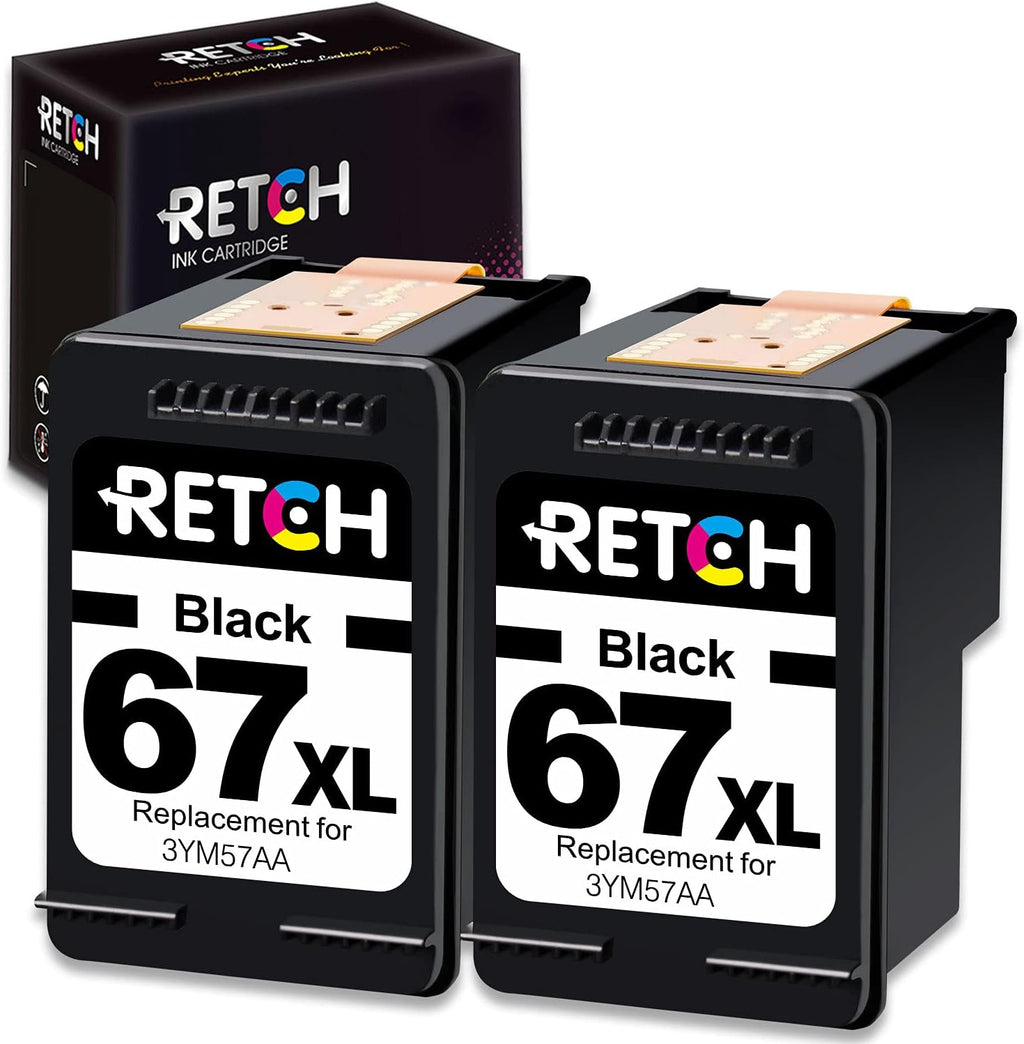 Black Ink Cartridges for HP 67XL Printer (2 Black) P65067