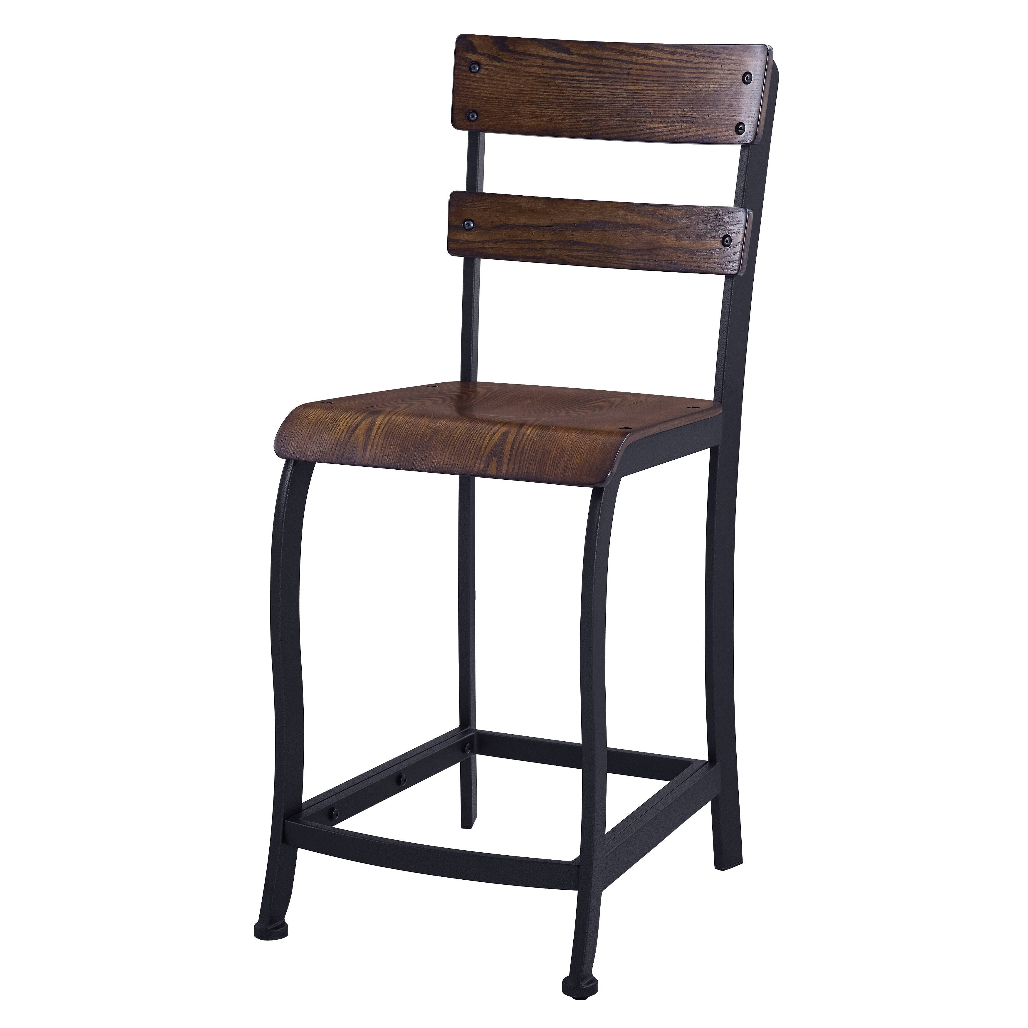 Brown Wood and Grey Metal Gathering Stools Set of 4 L896376
