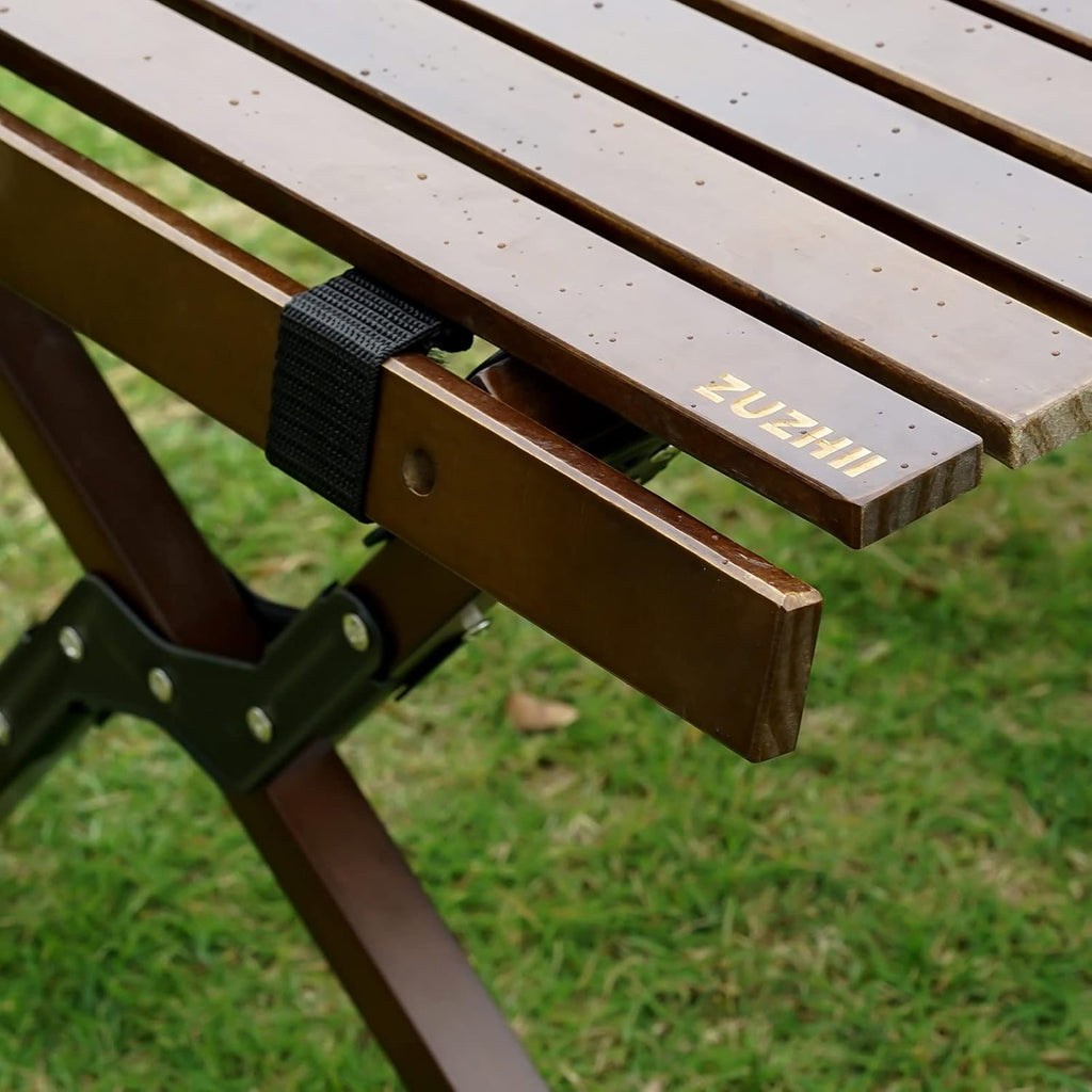 Portable Folding Wooden Camping Table with Carry Bag O176