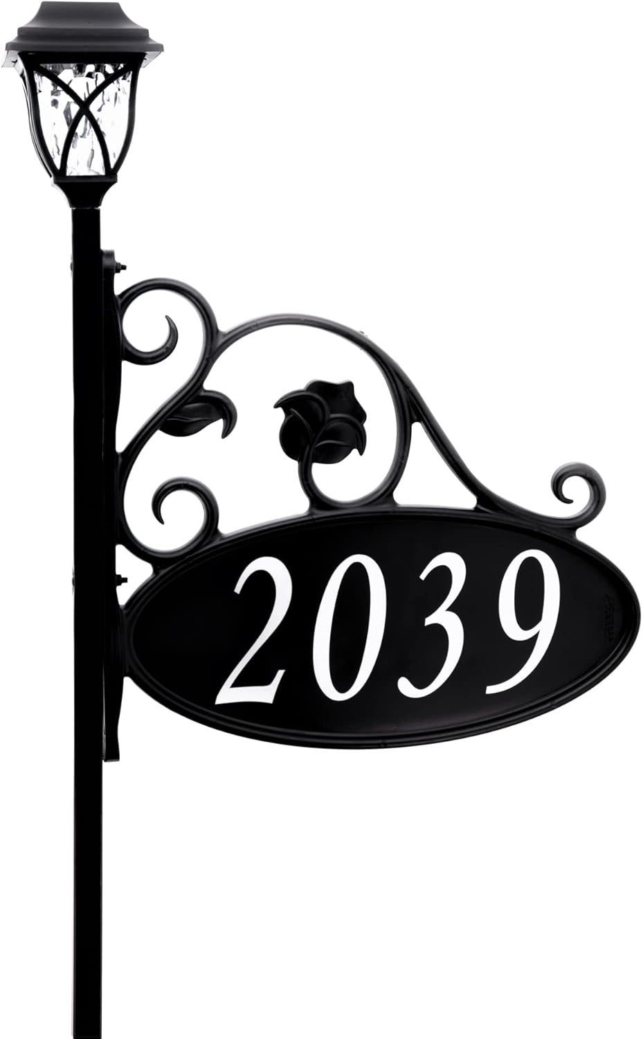 Handcrafted Double-Sided Reflective Home Address Sign with Solar Decorative Light O928511
