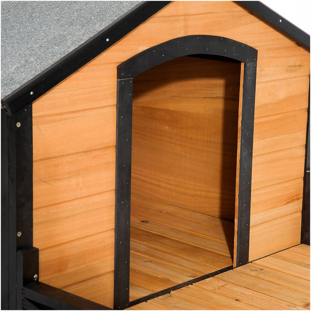 Covered Elevated Dog House with Porch D76952