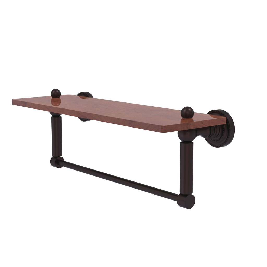 Solid IPE Ironwood Shelf with Integrated Towel Bar Satin Brass X350