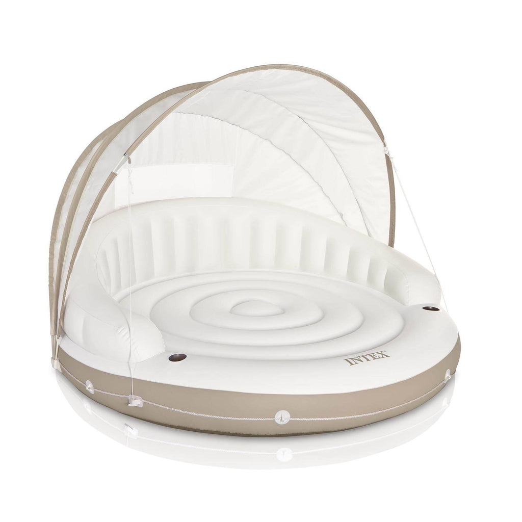 Inflatable Pool Canopy Island Lounge Raft with Sun Shade (2 Pack) D473839