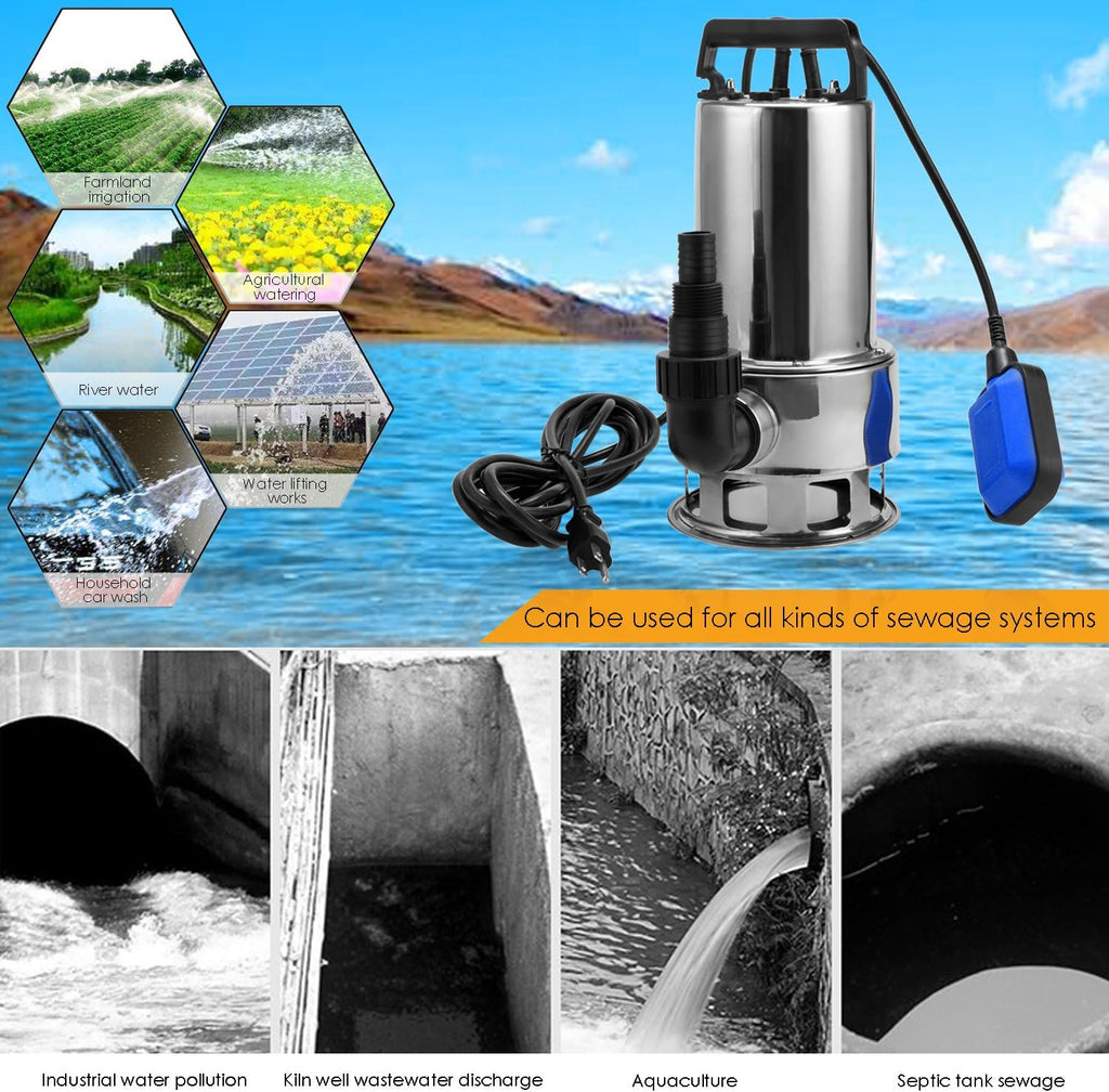 1.5 HP Stainless Steel Submersible Sump Pump with 15ft Cable and Float Switch G387