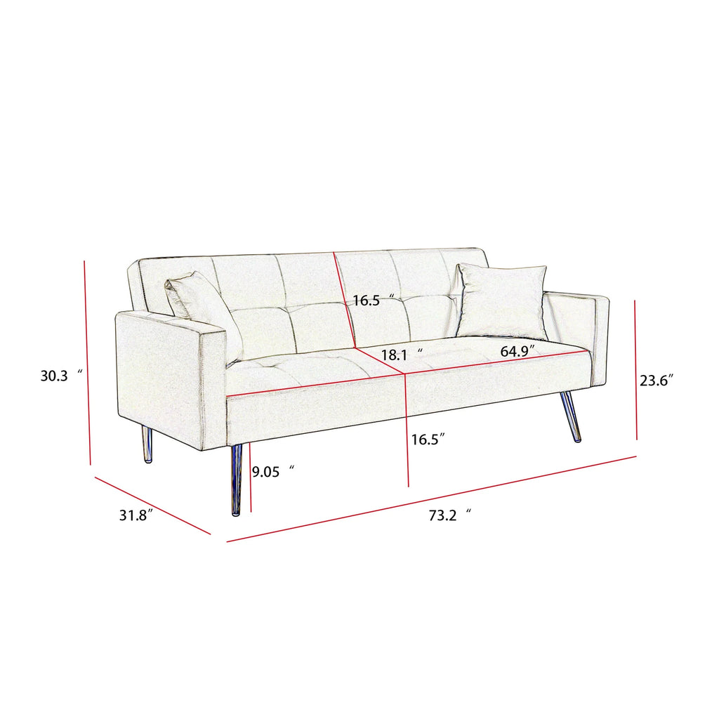 Convertible Fabric Folding Futon Sofa Bed J445