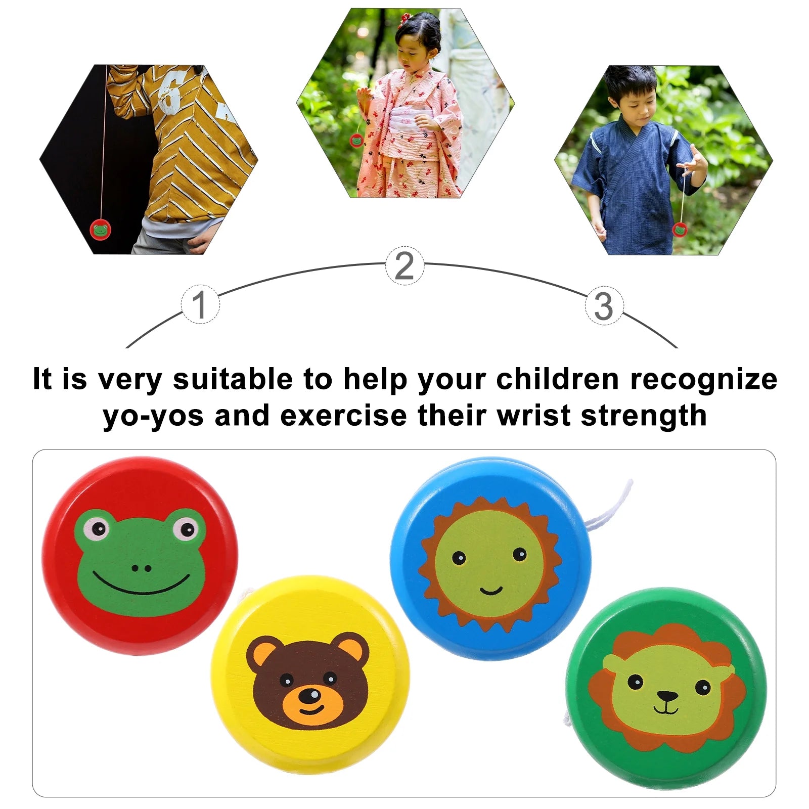 Wooden Yo-yo Toy 4 Pcs H35517