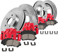 Powder Coated Red Calipers with Zinc Plated Rotors and Ceramic Pads Y6068