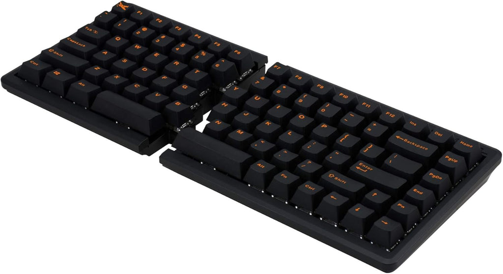 TKL Split Mechanical Keyboard with Cherry MX Blue Switch, Orange Letter PBT Double Shot Keycaps D4934
